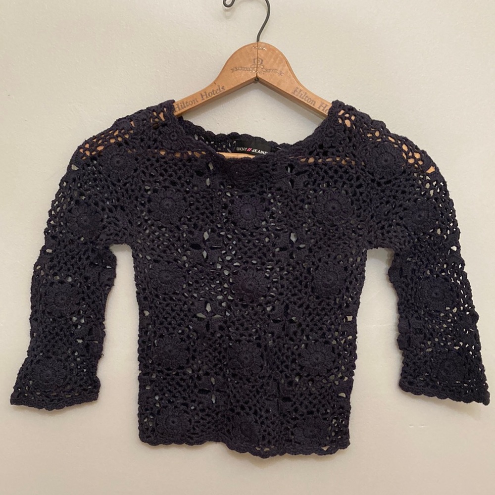 DKNY Jeans cropped crochet sweater